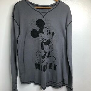 Disney Store Mens Mickey Mouse Thermal Waffle Knit Long Sleeve Shirt Size M